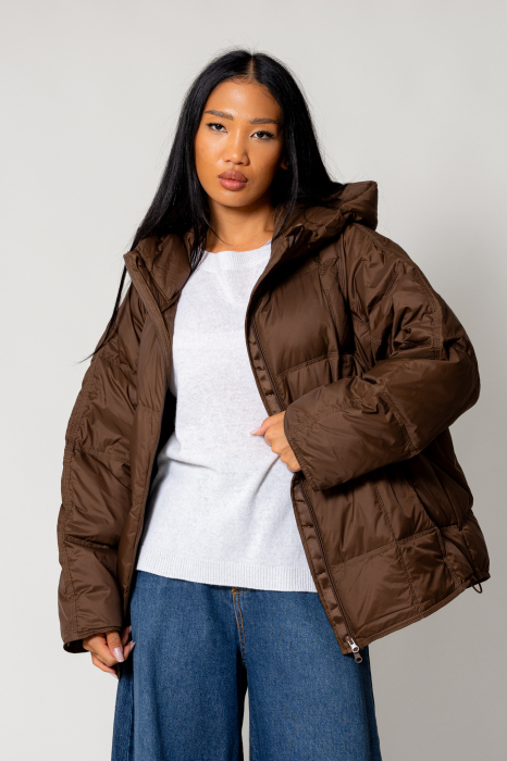 Oversized zip-up jacket with down filling Brown [2]