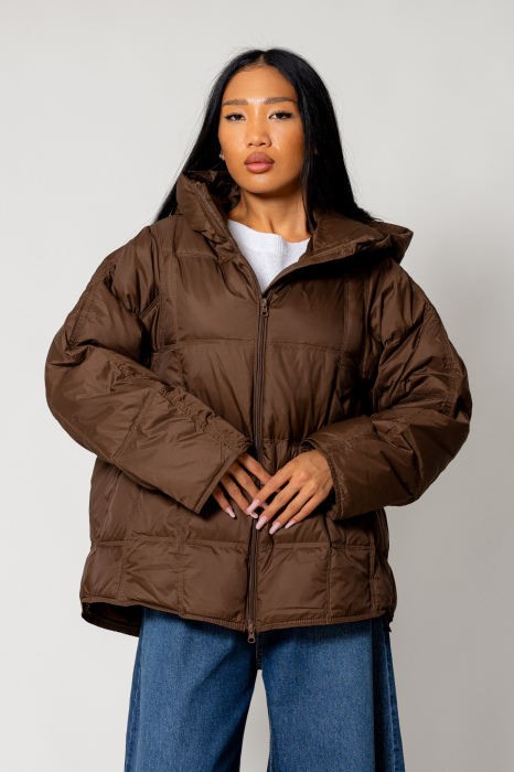 Oversized zip-up jacket with down filling Brown [3]