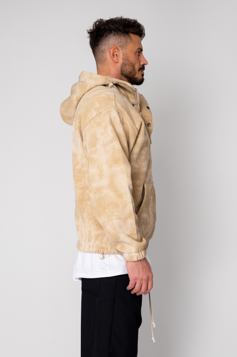 Beige short zip hoodie [3]