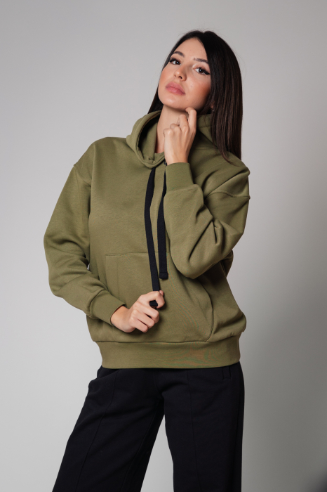 Hoodie Easy imprimat Oversized Kaki [2]