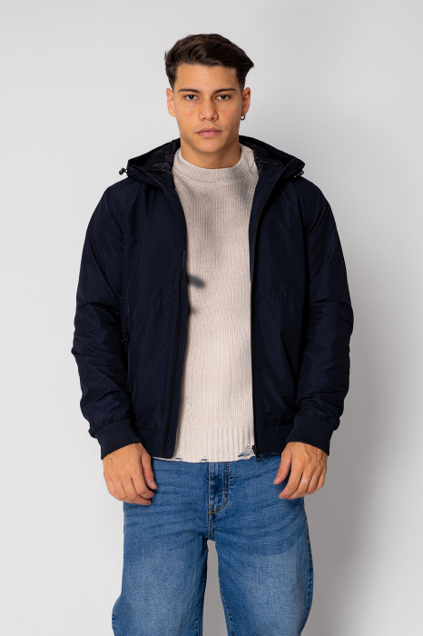 Zip-up Hooded Jacket Navy [1]