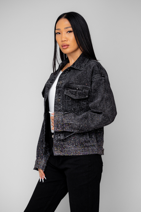 Black rhinestone denim jacket [3]