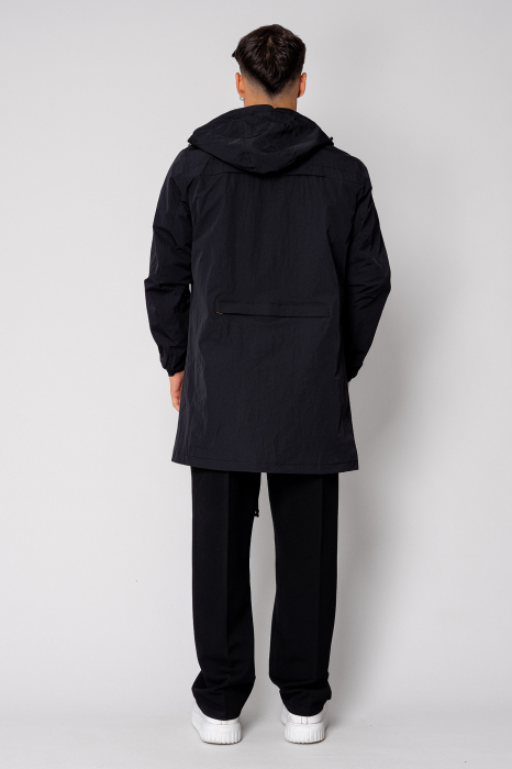 Zip-up Long Hooded Jacket Black [3]