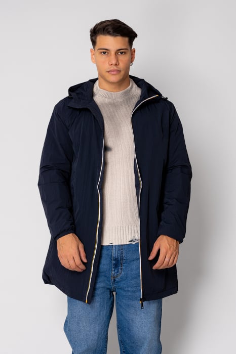 Zip-up Long Hooded Jacket Navy [1]