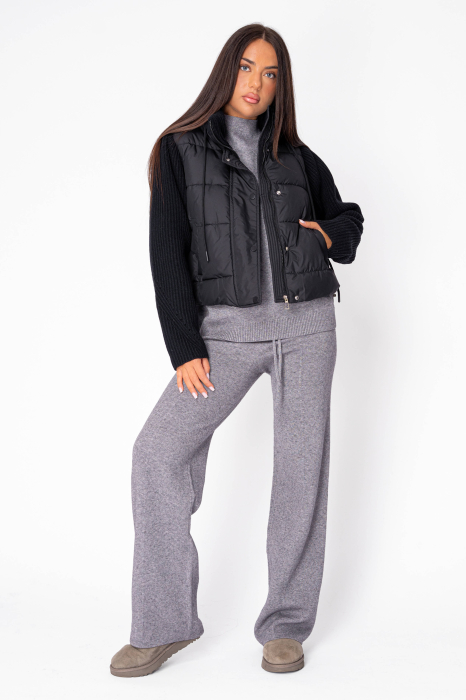 Jacheta scurta cu maneci tricotate Black