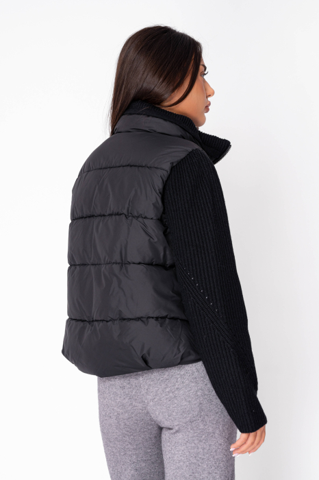 Jacheta scurta cu maneci tricotate Black [3]