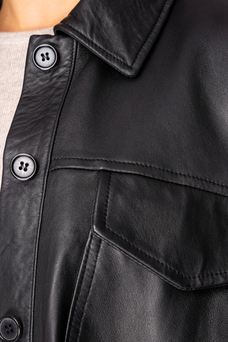 Brown genuine leather short zip-up jacket - Copie [6]
