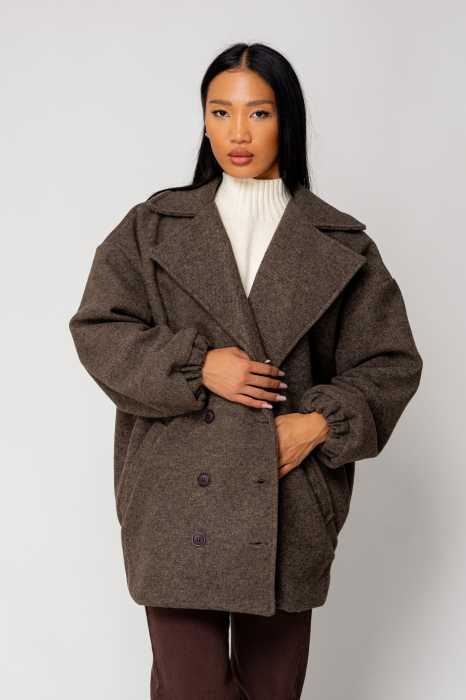 Oversized Brown Short Coat [3]