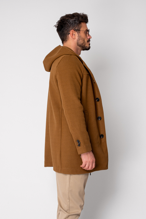 Palton lung cu gluga Brown [3]