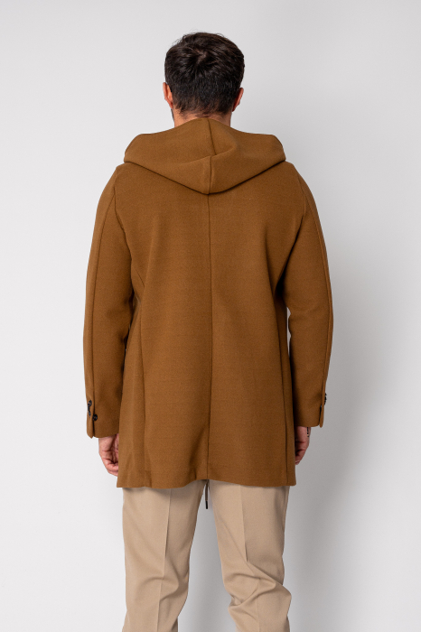 Palton lung cu gluga Brown [4]