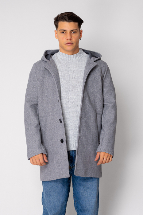Long Coat with hood Grey Melange [1]