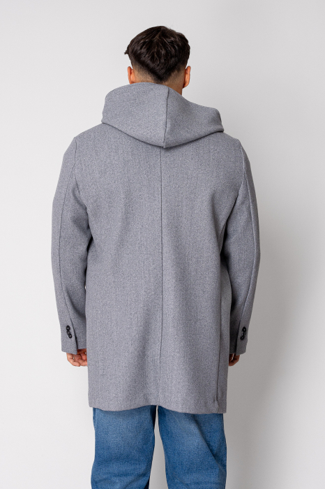 Long Coat with hood Grey Melange [3]