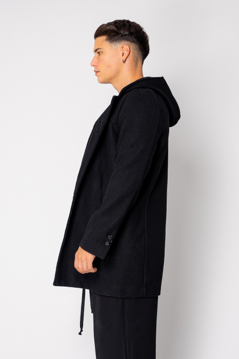 Long Coat with hood Black [2]