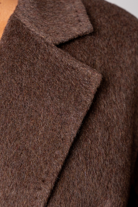 Palton lung handmade din Lana, Brown [4]