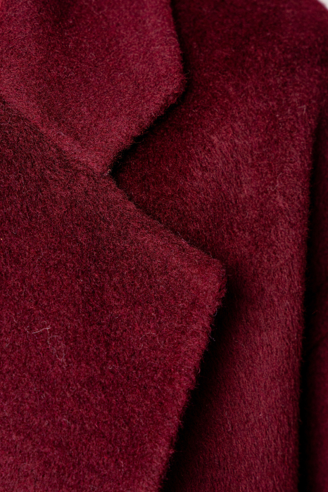 Palton lung din mix de lana, Burgundy [4]