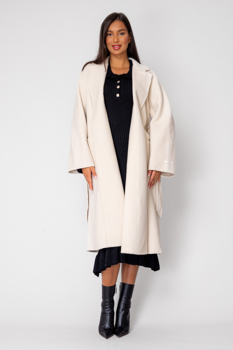 Long wool handmade coat, Cream [6]