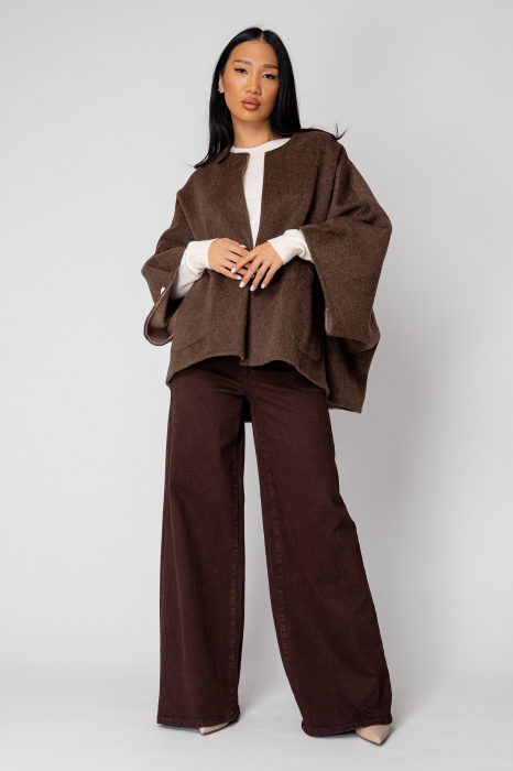 Palton handmade reversibil Brown/Taupe [7]