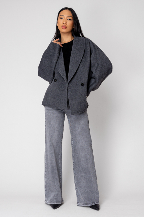 Palton scurt Handmade din Lana, Grey Anthracite [6]