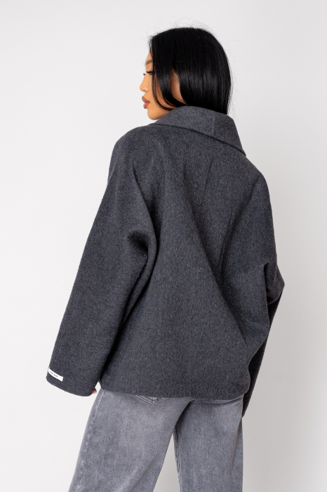 Palton scurt Handmade din Lana, Grey Anthracite [4]
