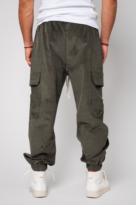 Pantaloni Cargo lung din reiat Kaki [3]