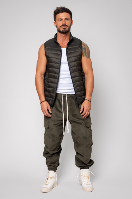 Pantaloni Cargo lung din reiat Kaki [4]