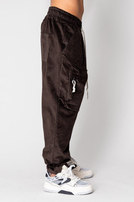 Pantaloni Cargo lung din reiat Brown [2]