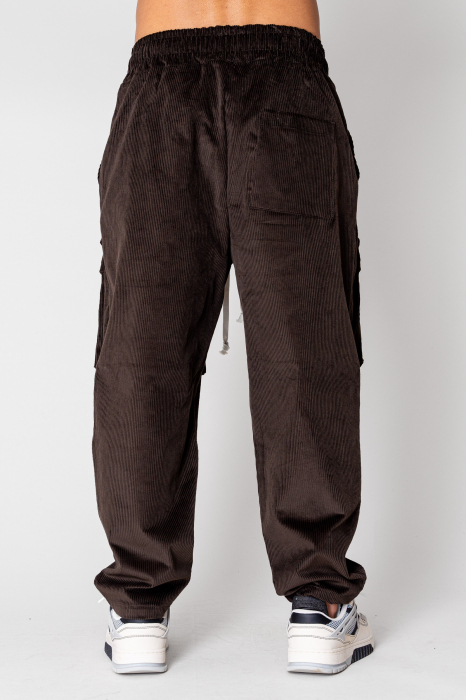Pantaloni Cargo lung din reiat Brown [3]