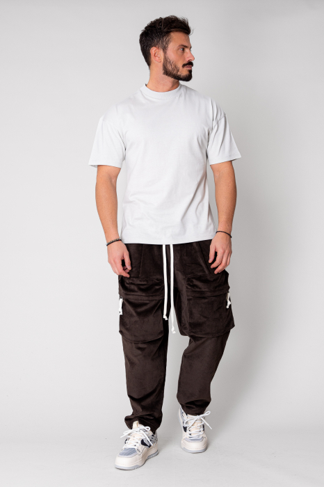 Pantaloni Cargo lung din reiat Brown [4]