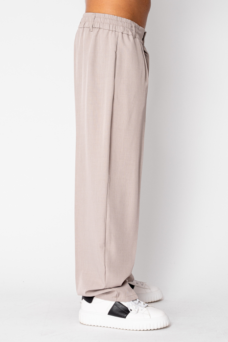 Pantalon drept larg cu nasture Taupe [2]