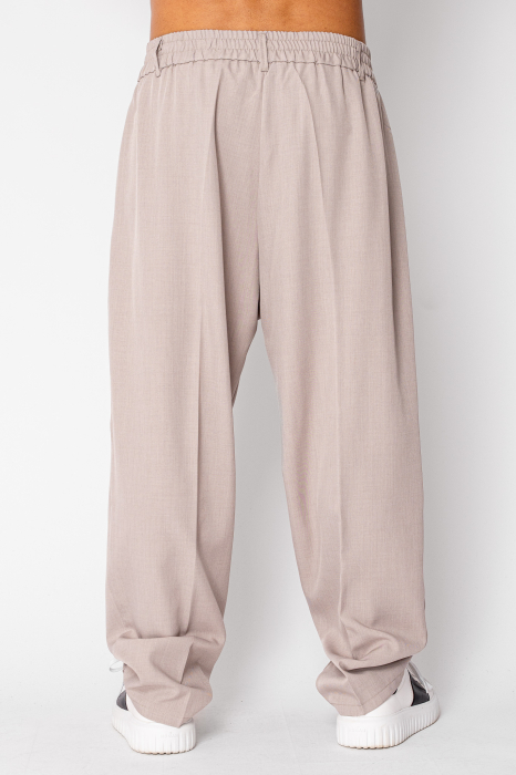 Pantalon drept larg cu nasture Taupe [3]