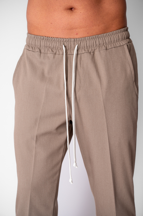 Pantalon lung conic cu snur Brown [4]