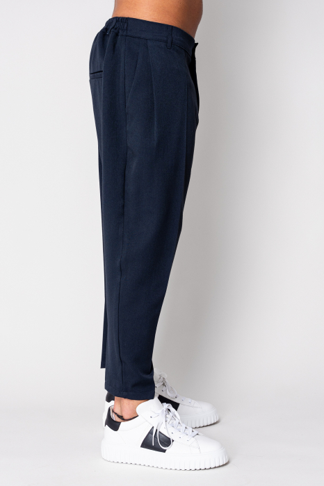 Pantalon lung conic cu tur lasat Navy [2]