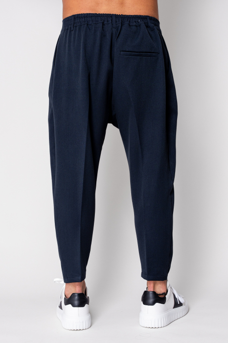 Pantalon lung conic cu tur lasat Navy [3]
