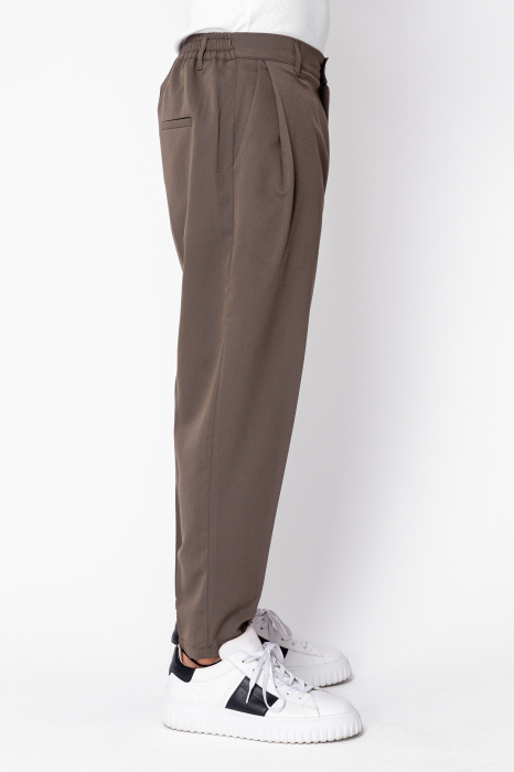 Pantalon lung conic cu tur lasat Brown [2]
