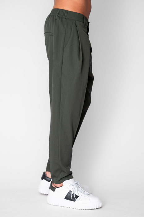 Pantalon lung conic cu tur lasat Green [2]