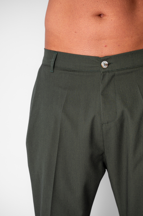 Pantalon lung conic cu tur lasat Green [4]