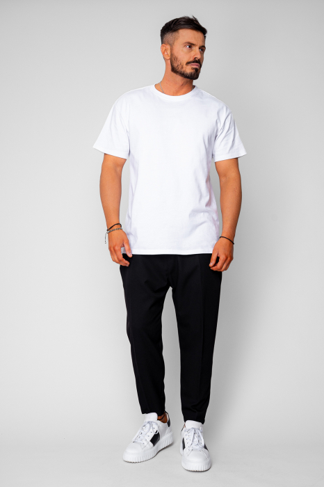 Pantalon lung cu elastic si nasture Black [5]