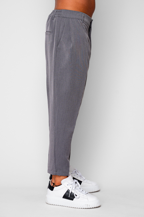Pantalon lung cu elastic si nasture Grey Anthracite [2]