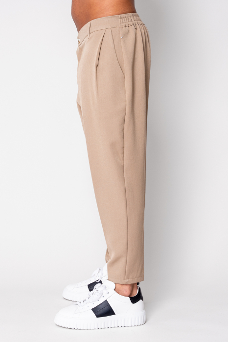 Pantalon lung conic cu tur lasat Beige [2]