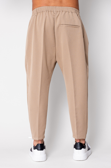 Pantalon lung conic cu tur lasat Beige [3]