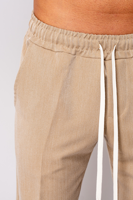 Pantalon lung cu snur alb Beige [4]
