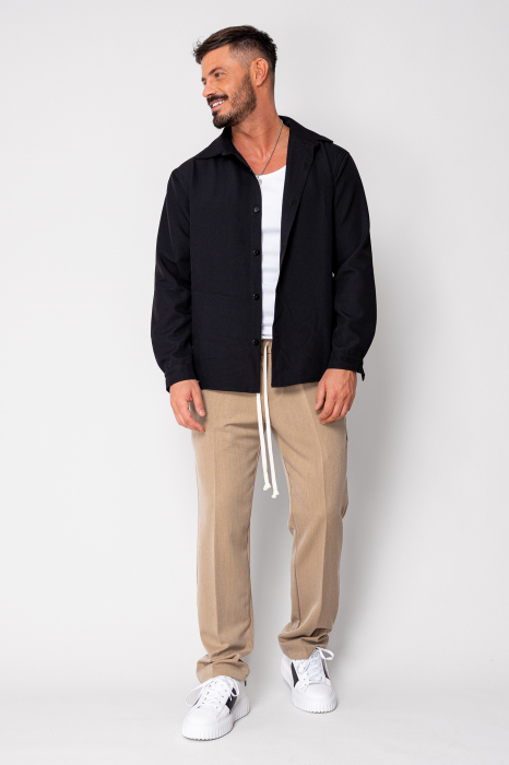 Pantalon lung cu snur alb Beige [5]