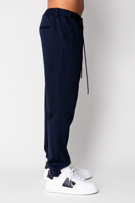 Pantalon lung cu nasture Navy [2]