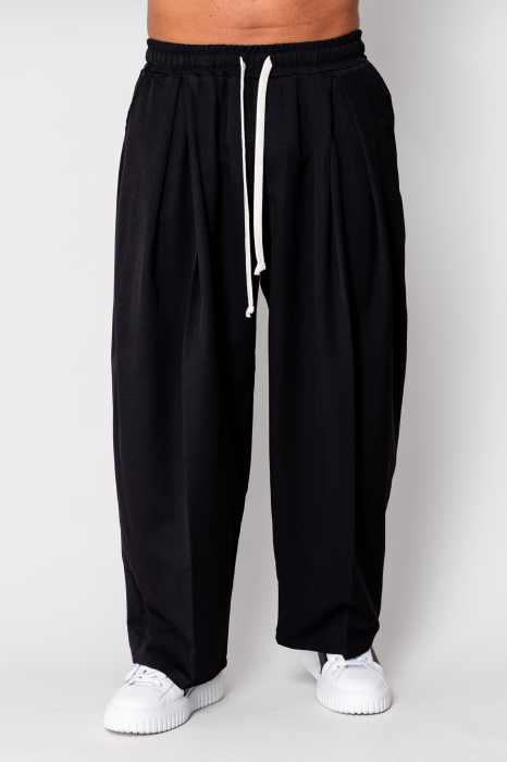 Pantalon lung foarte larg cu snur Black [1]