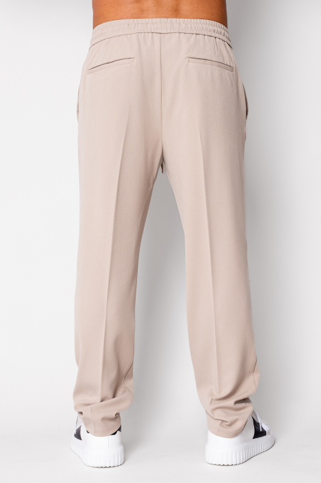 Pantalon lung drept cu snur Beige [3]