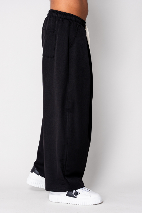 Pantalon lung foarte larg cu snur Black [2]
