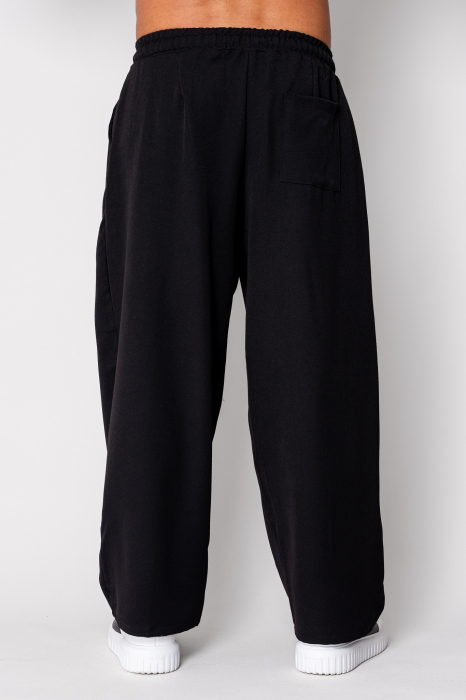 Pantalon lung foarte larg cu snur Black [3]