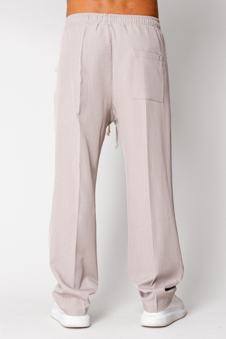 Pantalon lung cu snur Taupe [3]