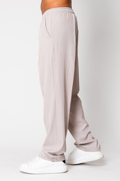 Pantalon lung cu snur Taupe [2]