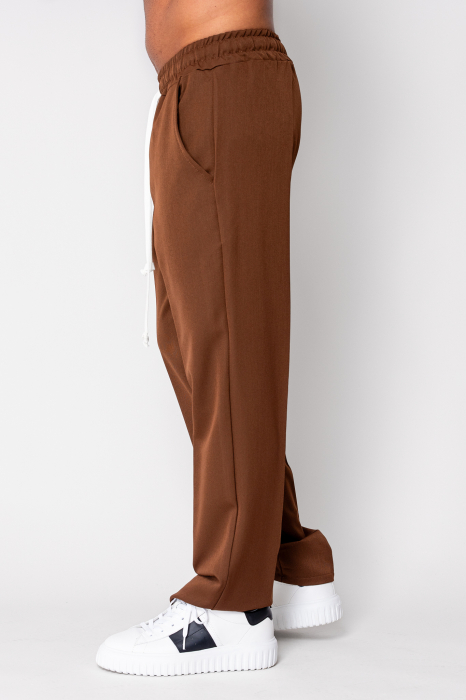 Pantalon lung cu snur alb Brown [2]